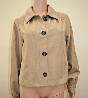 New M&S Collection Faux Suede Sand Beige Jacket Sz UK 10 & 12