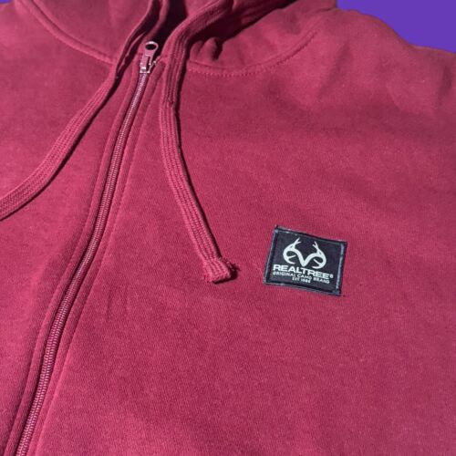 Real Tree Red Maroon Full Zip Up Hoodie Mens Size XL Outdoor Sports NWT - Picture 2 of 7