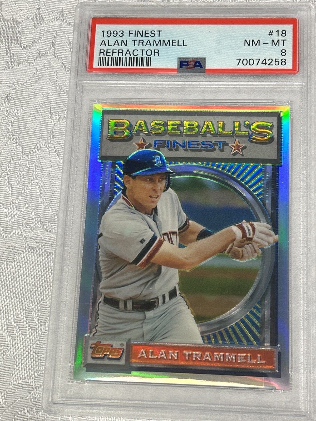1993 FINEST Alan Trammell Refractor #18 PSA 8 Clean Fresh New Slab Tigers HOF