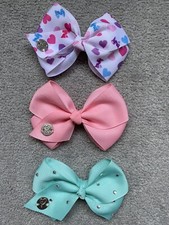  JO JO BOWS JOJO SEWA HAIR BOWS WITH LOGO CHARM DETAIL Pink / Aqua / Hearts New