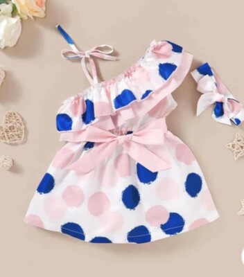 2 Stück gepunktetes Kleid & Stirnband für Kleinkind Mädchen 18-24 Monate