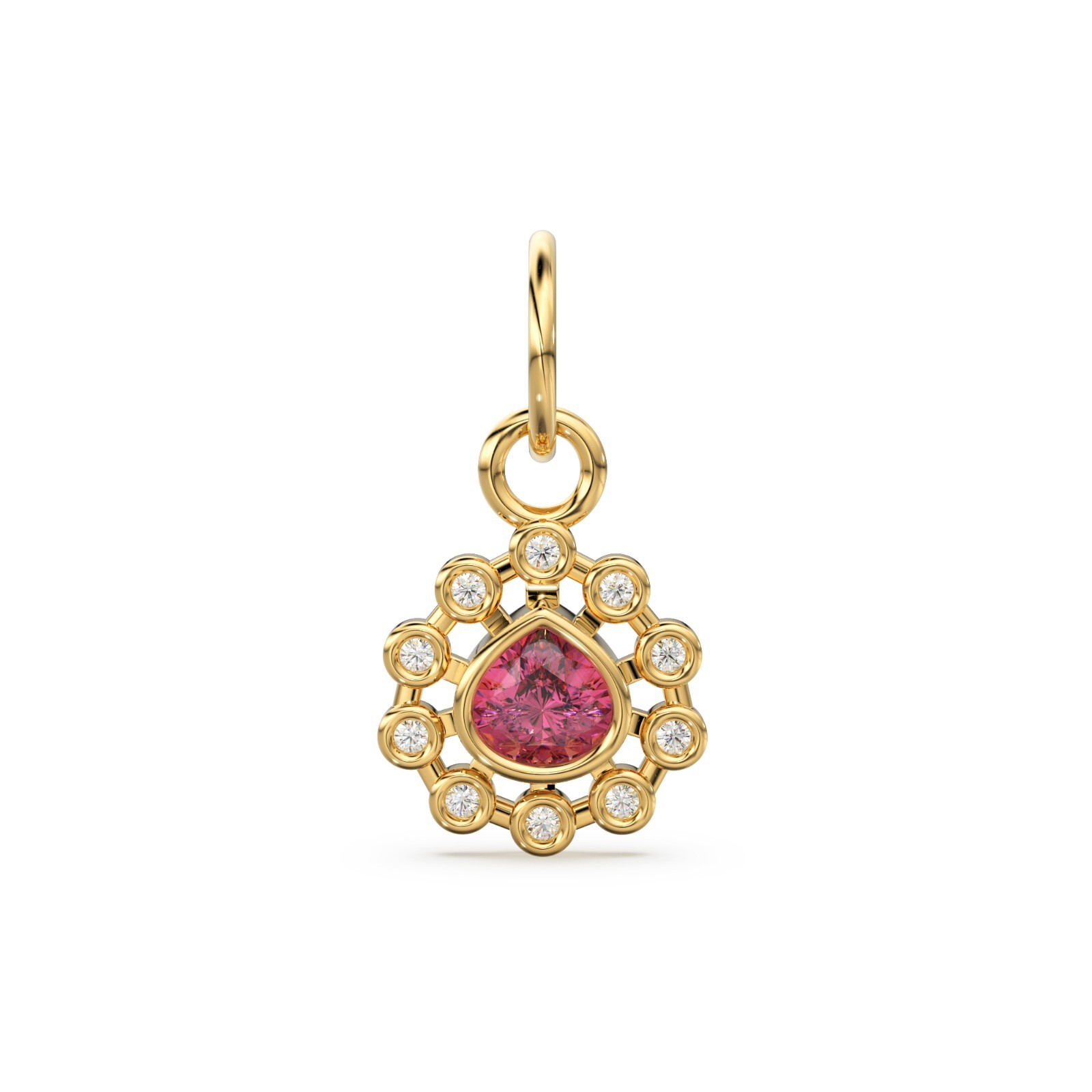 14K 18K Gold Garnet Natural Diamond Heart Pendant January Birthstone Charm