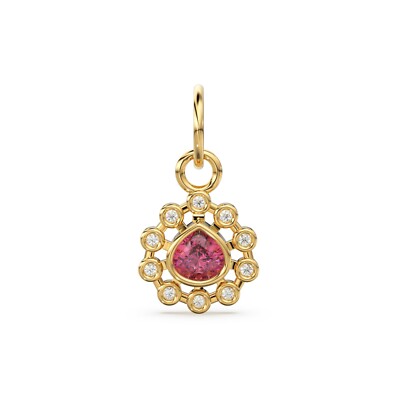 14K 18K Gold Granat Natürlicher Diamant Herz Anhänger Januar Geburtsstein Charm