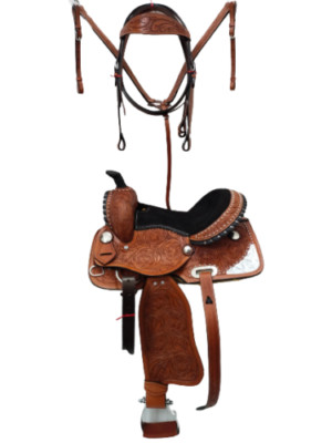 Youth High Quality Western Barrel Racing Trail Horse Tack Leather Saddle.