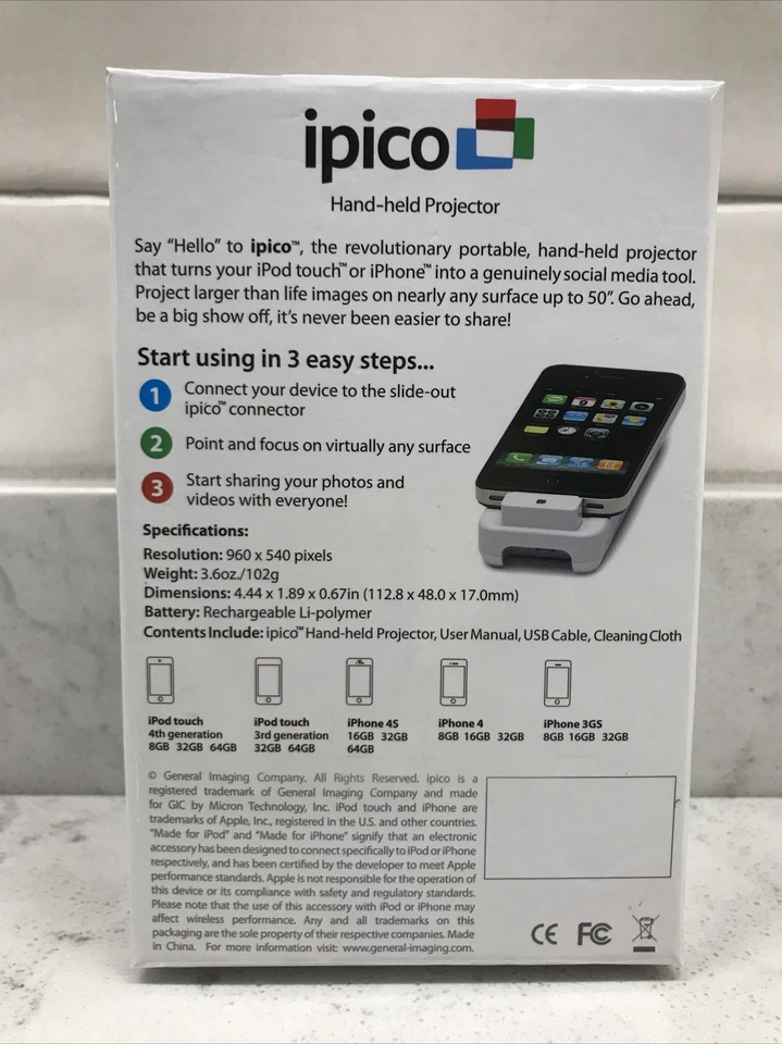 Ipico Hand Held Projector For iPod and iPhone New Open Box Model # PJ205 - Image 2 of 4