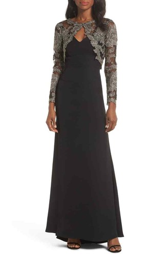 Tadashi Shoji Blue \u0026 Gold Crepe 