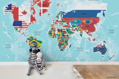 3D World Map Self-adhesive Removable Wallpaper Murals Wall 