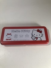 Hello Kitty Red Tin Box Pencil Box Pen Case Metal Vintage Sanrio 1992 Japan Rare