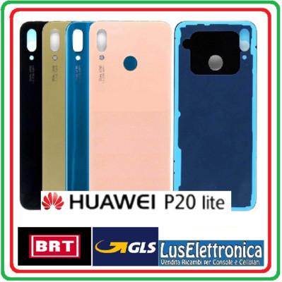 Cover Posteriore In Vetro Per Huawei P20 Lite: Ricambio Nero Con Adesivo