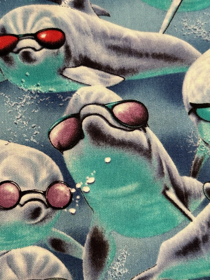 FUNKY DOLPHINS “Blue” Awesome Dolphin Quilting Sewing Fabric (100x112cm) Cotton - image 4 of 4