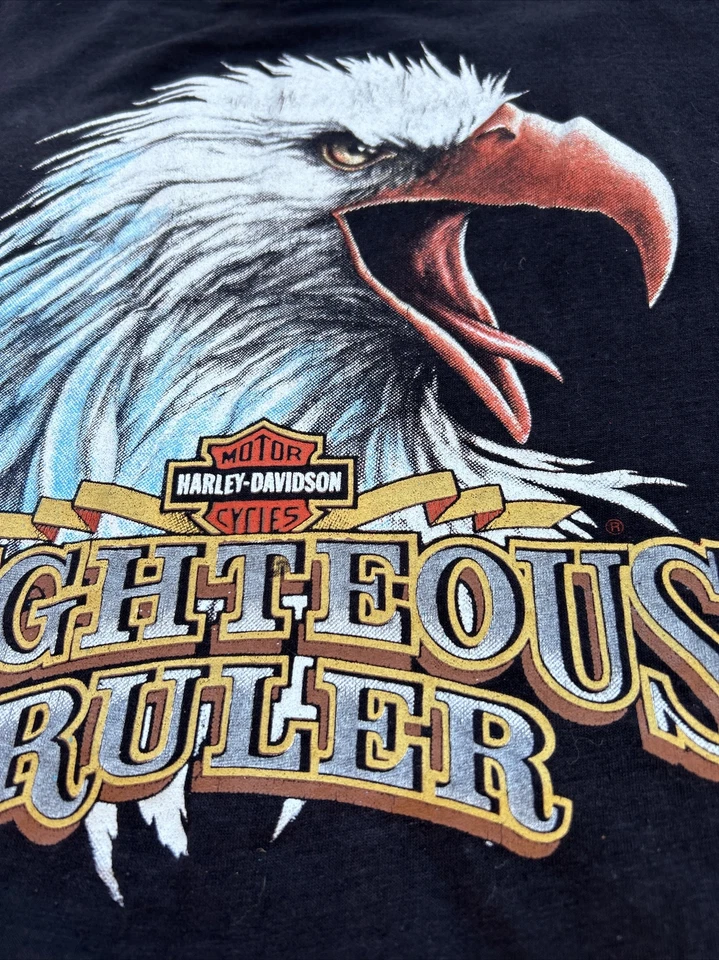 Vintage 3D Emblem Supreme Harley Davidson T-shirt 1985 Righteous Ruler Lg 80s L - Image 3 of 4