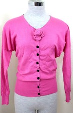VALENTINO Roma Cahmere Blend Pink Button Sweater Jacket Top Small 40 2 3 4