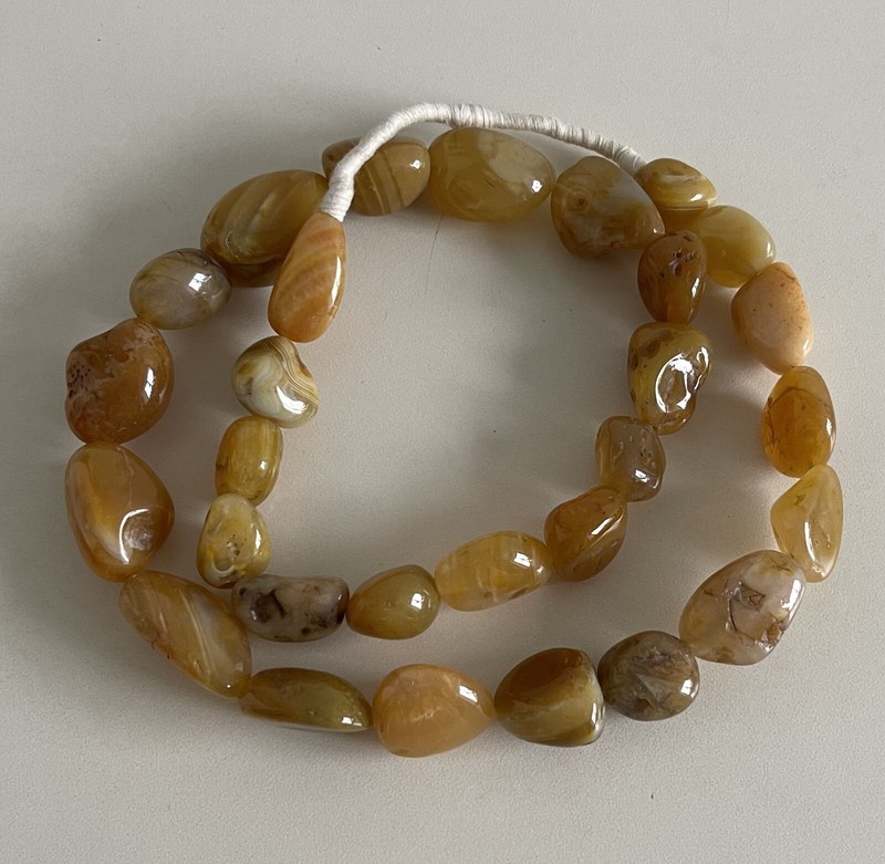 African Beautiful Stone Glass Necklace Pendant Trade Beads Rock Strand Ghana Art