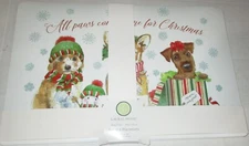 CHRISTMAS VINYL PLACEMAT'S~12" x 18"~Set of 6~ALL PAWS COME HOME FOR CHRISTMAS