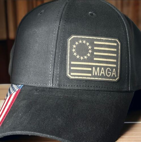 Trump 2024 Hat Leather Betsy Ross MAGA Badge Hat with Back Design
