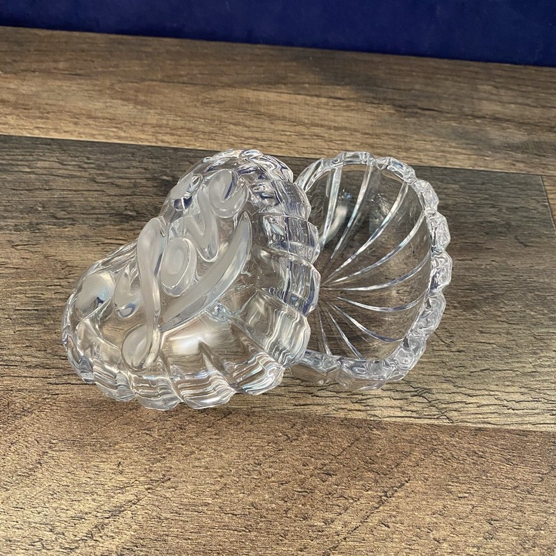Clear Crystal Love Heart Trinket Jewelry Dish Box 4"L x 3.5"W x 2"H