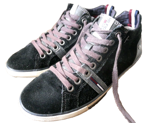 TOMMY HILFIGER JOE 2C BLACK SUEDE MID TOP TRAINER BOOTS SHOES UK 6.5 EU40 US7.5 - Picture 2 of 13