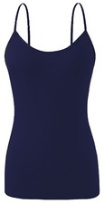 Ladies Stretch Plain Strappy Vest Cami Women's Tank Top Viscose High Quality UK