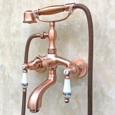 Antique Red Copper Wall Mounted ClawFoot Bath Tub Faucet With Hand Shower ftf802