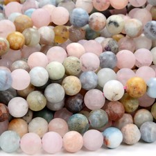 Natural Matte Morganite Gemstone Grade A Round 5MM 6MM 8MM Loose Beads D409