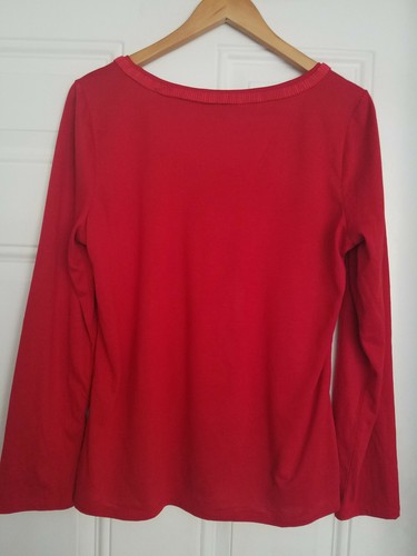 Women's Talbots Rayon Red Pleated Incredibly Soft Lightweight Stretch Knit Top L - Picture 9 of 12