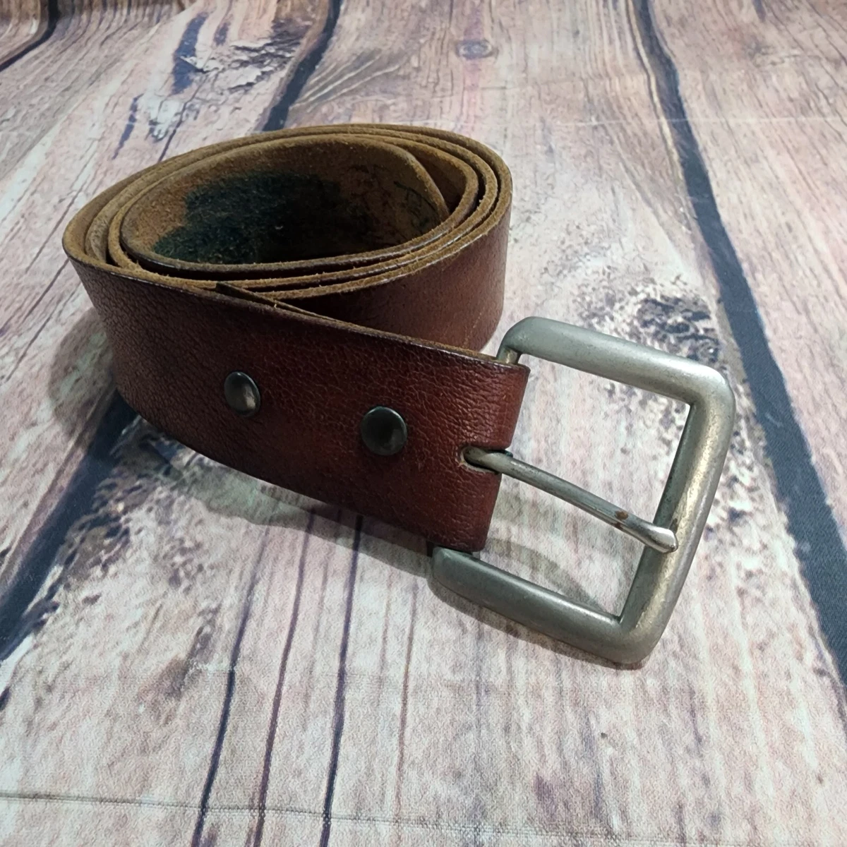 Hollister Leather Belt Size S Brown Genuine Leather Silver Tone