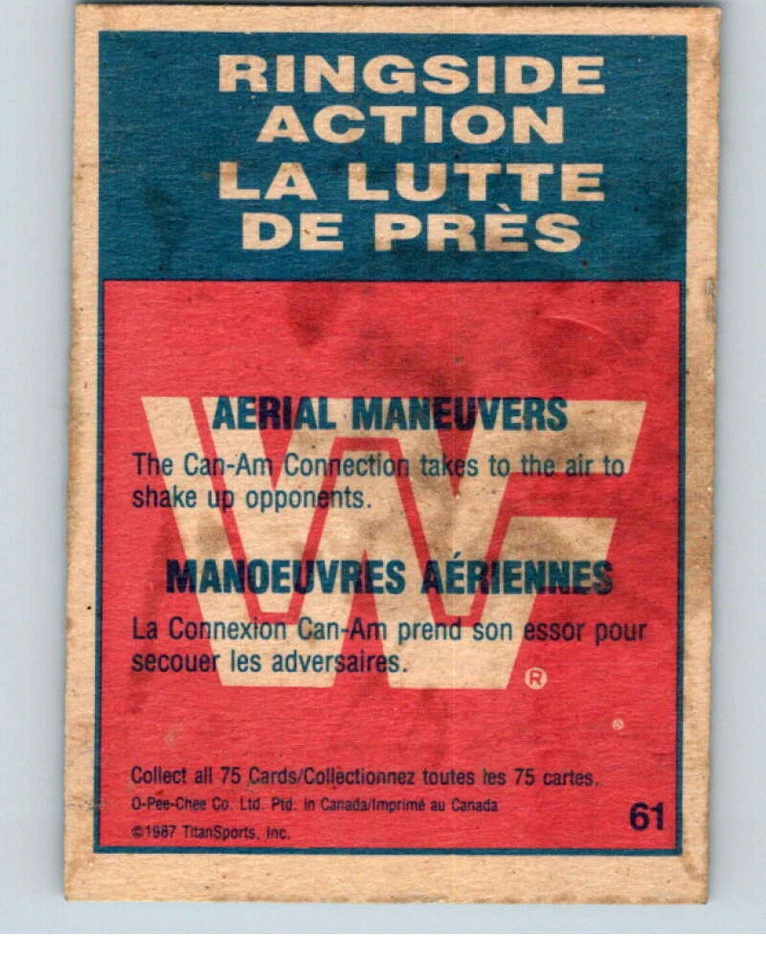 1987 O-Pee-Chee WWF #61 Can-Am Connection  V69259 - Image 2 of 2