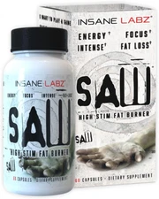INSANE LABZ SAW High Stim Fat Burner 60 Capsules Energy Focus Intense Fat Loss