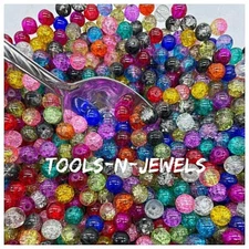 Crackle Glass Beads Color 6mm Mix Bulk Jewelry Bracelet Making Supplies 100