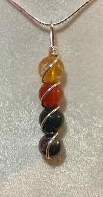 kidney blood support gemstone crystal bead copper wire wrapped pendant necklace