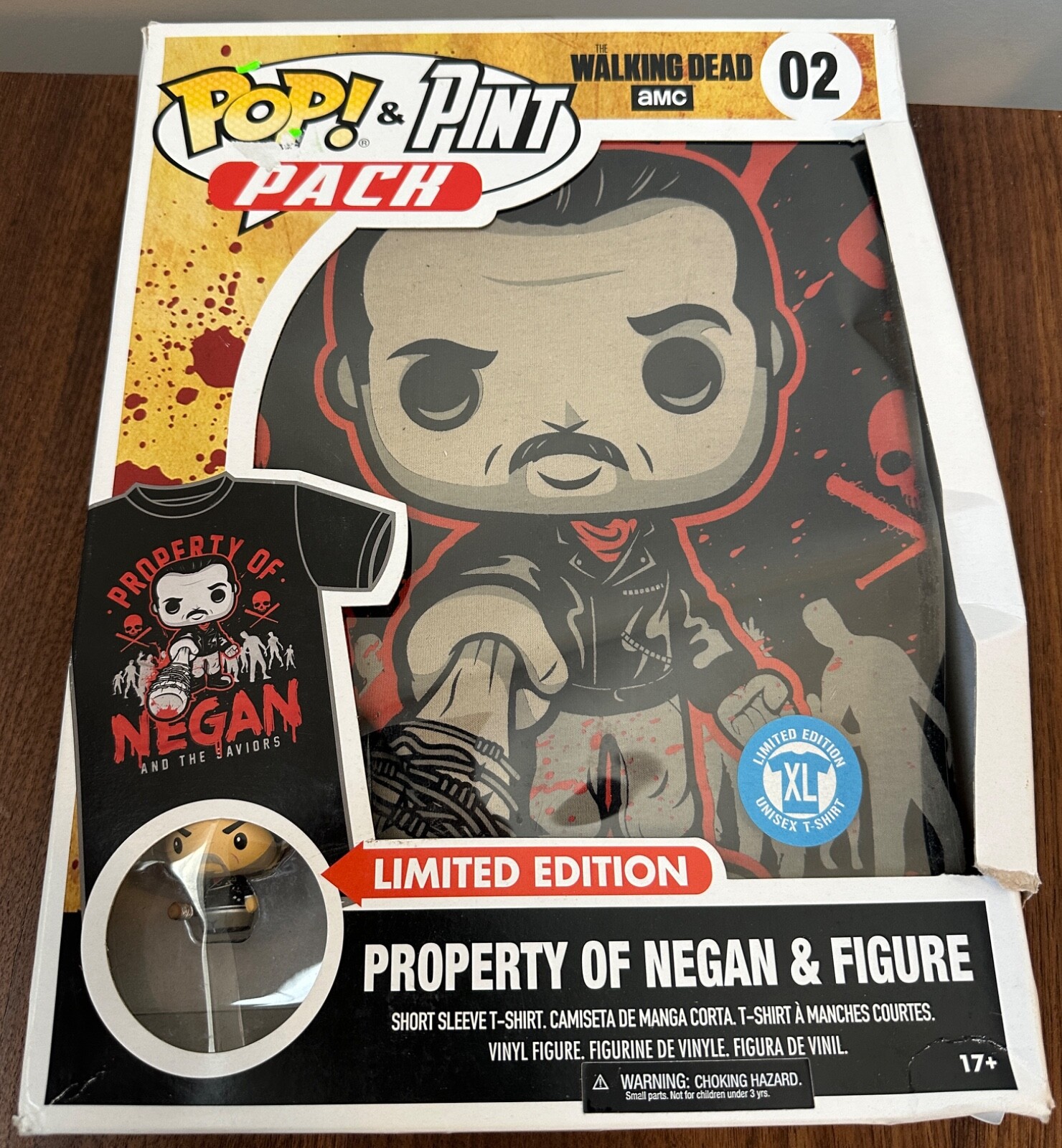 Pop & Pint Pack 02 Walking Dead Negan Shirt & Figure XL Limited Edition New I2