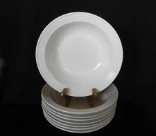 Over and Back CARTE BLANCHE Rimmed Soup Bowls 9.25" White (Set of 8)