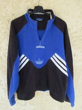 Sweat polaire ADIDAS vintage années 90 training shirt bleu TREFOIL