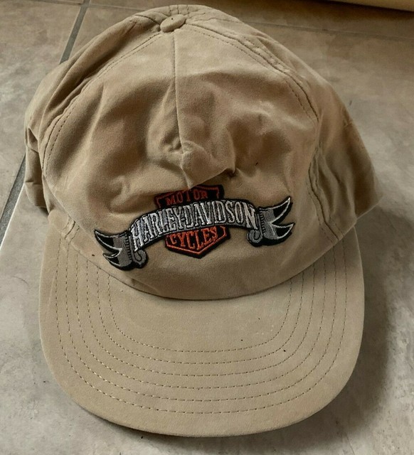 Harley Davidson Motorcycles Brown Suede Hat Cap Adjustable Snapback eBay