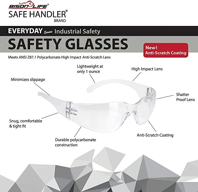 Paquete de 12 gafas de seguridad cristalinas color templo talla única ANSI Z87.1 Foto 3 de 4