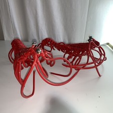 pair red plastic wire folk art  lobster Crayfish Decor Clambake Maine
