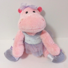 Russ Berrie Dancing Darly Pink Hippo Ballerina Purple Tutu Plush Stuffed Animal