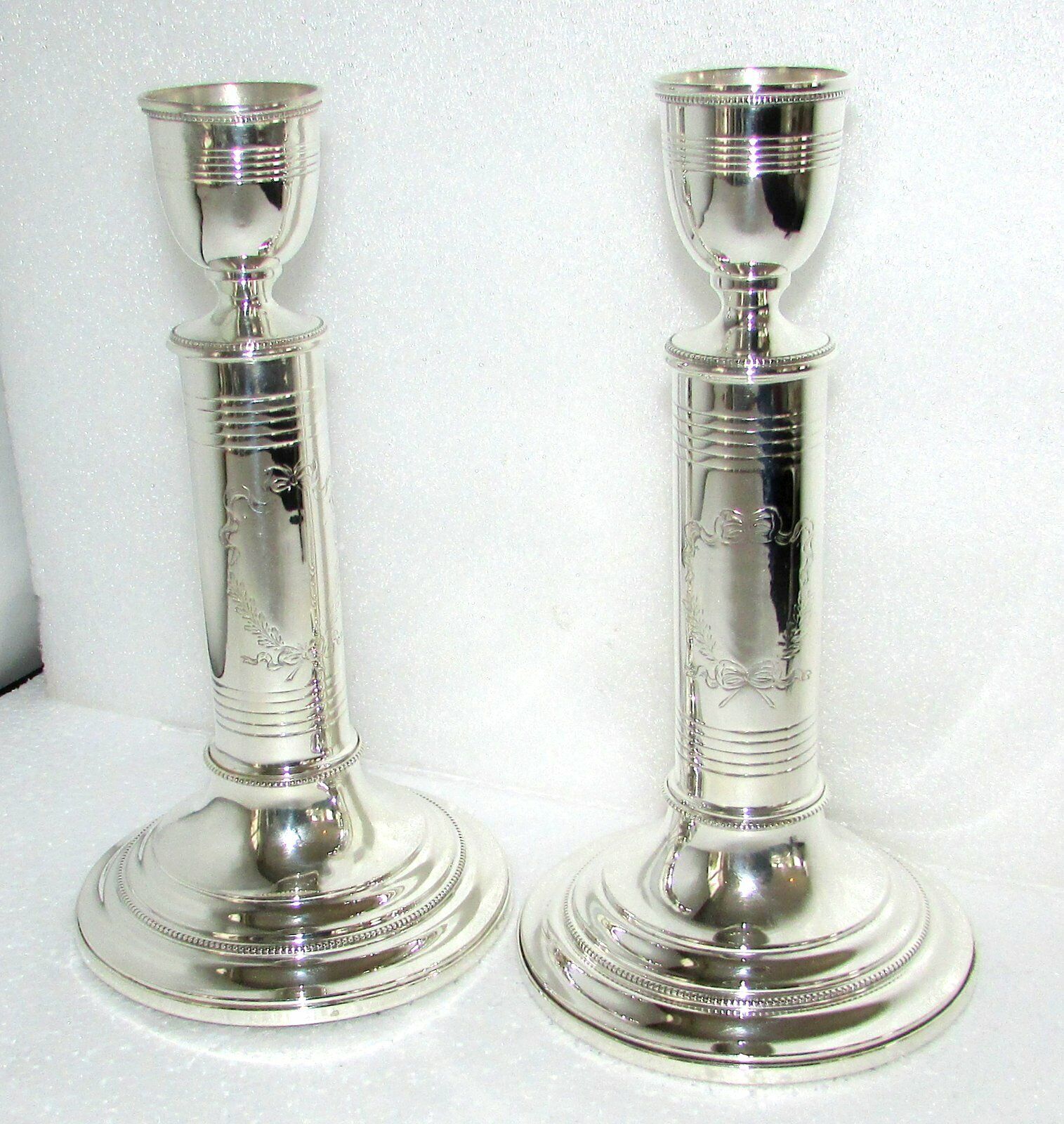 PAIR WM B DURGIN CO STERLING SILVER 7 1/2" CANDLESTICKS CANDLE HOLDERS C1900