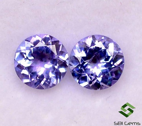 0.74 Cts Certified Natural Tanzanite Round Cut Pair 4.50 mm Lustrous Gemstones - Picture 6 of 6