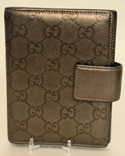 GUCCI | Guccissima | Metallic Gray Agenda Cover Pocket Planner and Card Holder