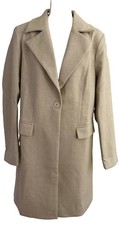 Women's LARGE 3/4 Length Dress Coat Beige Lightweight Lined NEW