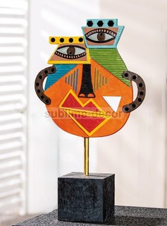 Wunderschöne RIESIGE italienische abstrakte Studio Metall Harz Gesicht Skulptur 47 cm erstaunlich