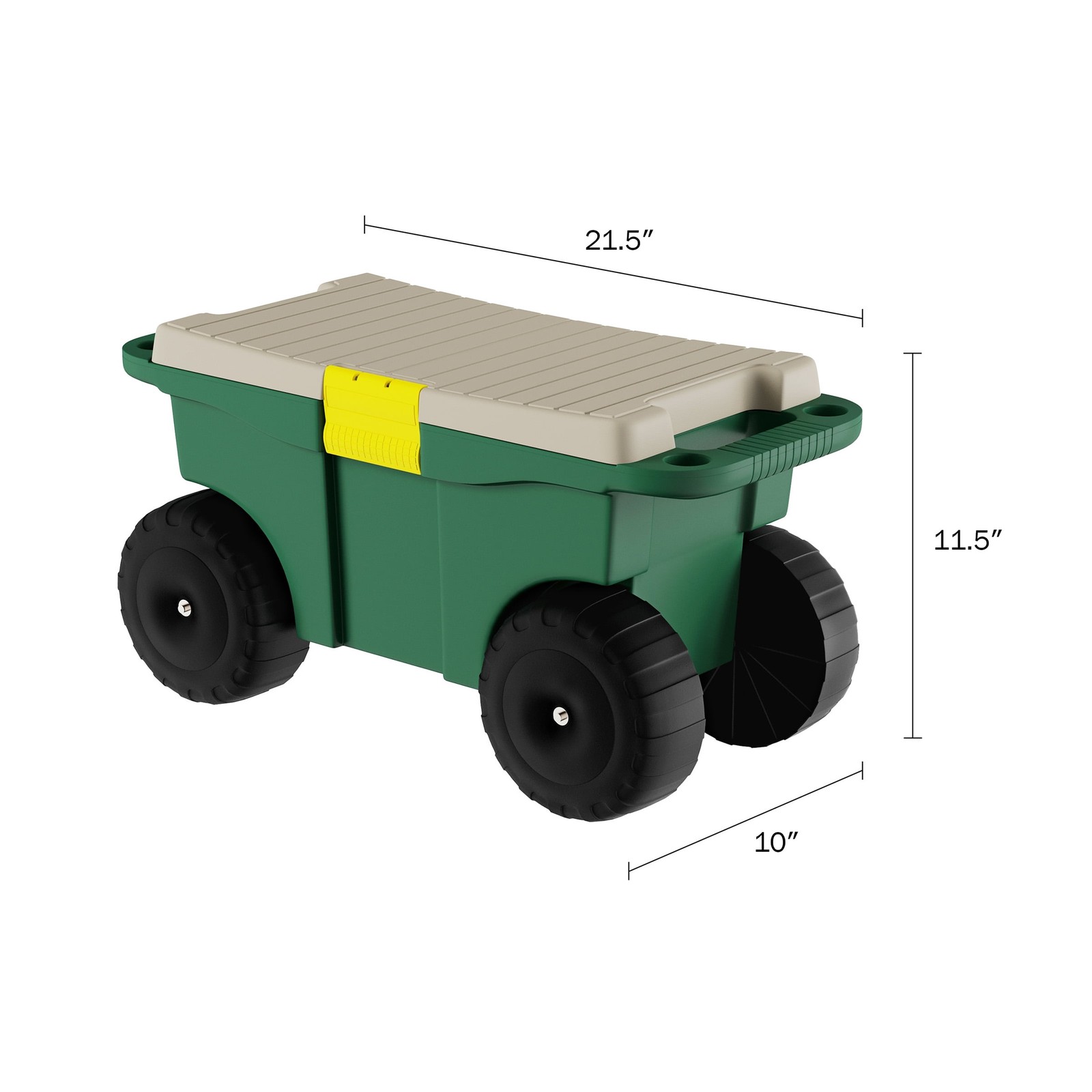 Pure Garden Rolling Garden Cart with Seat - Storage with Tool Tray (Green)