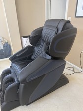 Brookstone Electric Massage Chair Black Blue Faux Leather Upholstery Fabric