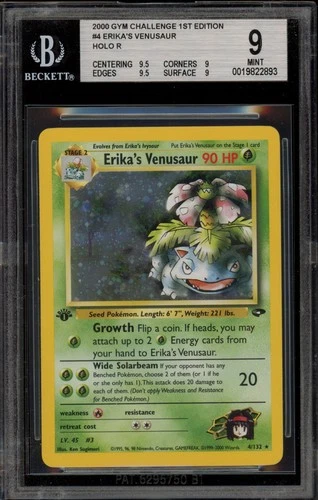 Pokemon Erika's Venusaur Gym Challenge 1st Edition Holo Rare #4 BGS 9 Mint
