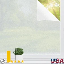Frosted Window Privacy Film Non-Adhesive Sun Blocking DIY Reusable Covering New