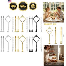 6 Sets Cake Tier Stacking Kit - 3 Tier Stand with Crown Type Cake Tray, Fruit...