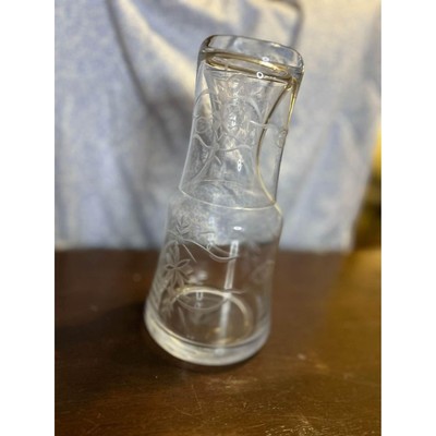 Vintage Tumble Up Bedside Water Carafe and Glass Etched Floral | eBay