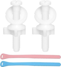 2 PCS Toilet Seat Screws Replacement Kit, Plastic Bolts with Plastic Nuts and