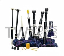 Scottish Highland Black Silver Mounts Bagpipe Cover With Pride Of Scotland Cover